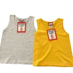 VTG Y2K NWT Speed Limit Kids Boys Tank Top Size 5 Medium Yellow & Gray Lot Retro